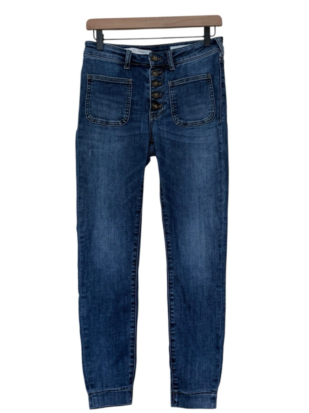 Anthro Pilcro and the Letterpress Size 29 High Rise Denim Legging Patch Pockets